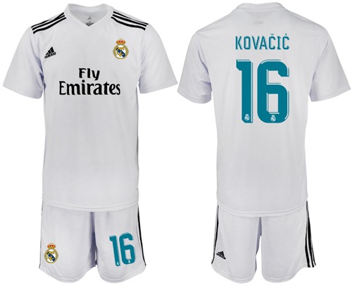 Real Madrid #16 Kovacic White Home Soccer Club Jersey - Click Image to Close
